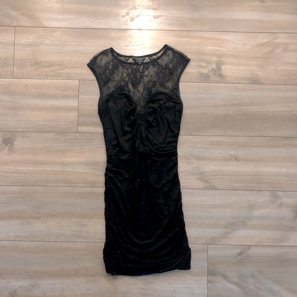 Guess Black Body-con Dress with Lace Detailing